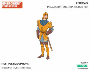 Phoebus In Full Armor - Disney's The Hunchback of Notre-Dame - Embroidery Design in 3 sizes & 8 formats