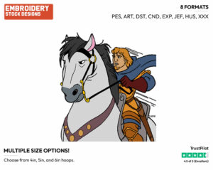 Phoebus Riding Horse - Disney's The Hunchback of Notre-Dame - Embroidery Design in 3 sizes & 8 formats