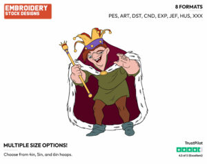 King Quasimodo - Disney's The Hunchback of Notre-Dame - Embroidery Design in 3 sizes & 8 formats