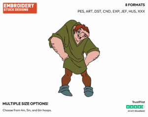 Quasimodo - Disney's The Hunchback of Notre-Dame - Embroidery Design in 3 sizes & 8 formats