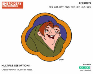 Quasimodo - Disney's The Hunchback of Notre-Dame - Embroidery Design in 3 sizes & 8 formats