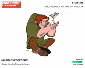 Quasimodo, Bird - Disney's The Hunchback of Notre-Dame - Embroidery Design in 3 sizes & 8 formats