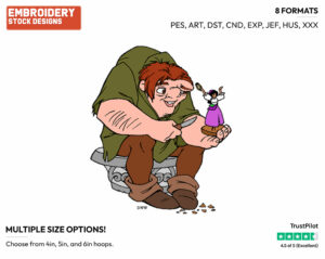 Quasimodo - Disney's The Hunchback of Notre-Dame - Embroidery Design in 3 sizes & 8 formats