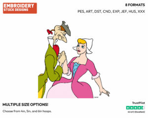 Ichabod Crane, Katrina Van Tassel - Disney's The Adventures of Ichabod & Mr. Toad - Embroidery Design in 3 sizes & 8 formats