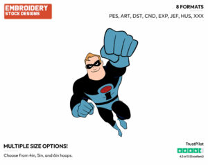 Young Mr. Incredible - Disney's The Incredibles - Embroidery Design in 3 sizes & 8 formats