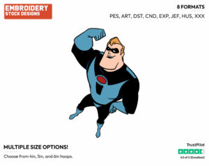 Young Mr. Indredible - Disney's The Incredibles - Embroidery Design in 3 sizes & 8 formats