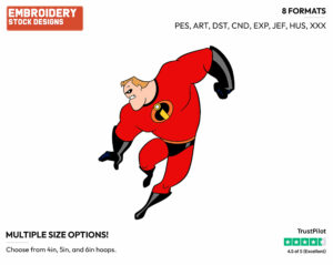 Mr. Incredible - Disney's The Incredibles - Embroidery Design in 3 sizes & 8 formats