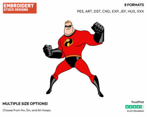 Mr. Incredible - Disney's The Incredibles - Embroidery Design in 3 sizes & 8 formats