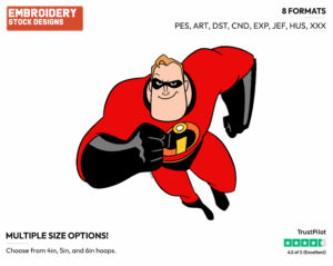 Mr. Incredible - Disney's The Incredibles - Embroidery Design in 3 sizes & 8 formats