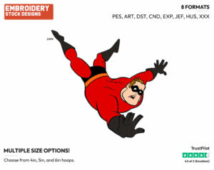 Mr. Incredible Falling - Disney's The Incredibles - Embroidery Design in 3 sizes & 8 formats