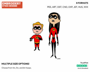 Violet, Dash - Disney's The Incredibles - Embroidery Design in 3 sizes & 8 formats
