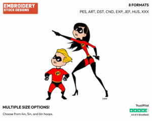Violet, Dash - Disney's The Incredibles - Embroidery Design in 3 sizes & 8 formats