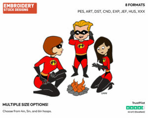 Elastigirl, Violet, Dash - Disney's The Incredibles - Embroidery Design in 3 sizes & 8 formats