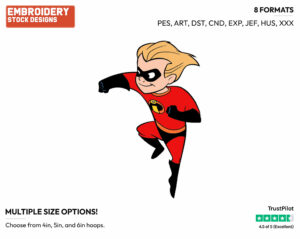 Dash - Disney's The Incredibles - Embroidery Design in 3 sizes & 8 formats