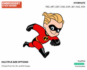 Dash - Disney's The Incredibles - Embroidery Design in 3 sizes & 8 formats