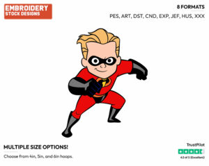 Dash - Disney's The Incredibles - Embroidery Design in 3 sizes & 8 formats