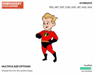 Dash - Disney's The Incredibles - Embroidery Design in 3 sizes & 8 formats