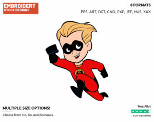 Dash - Disney's The Incredibles - Embroidery Design in 3 sizes & 8 formats