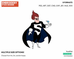 Syndrome - Disney's The Incredibles - Embroidery Design in 3 sizes & 8 formats
