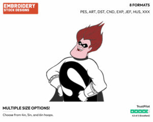 Syndrome - Disney's The Incredibles - Embroidery Design in 3 sizes & 8 formats