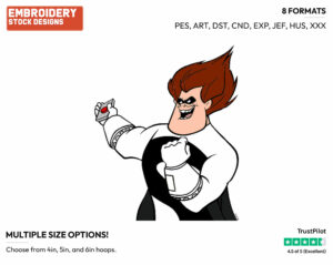 Syndrome - Disney's The Incredibles - Embroidery Design in 3 sizes & 8 formats
