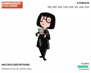 Edna Mode - Disney's The Incredibles - Embroidery Design in 3 sizes & 8 formats