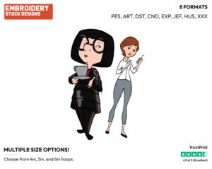Edna, Helen Parr - Disney's The Incredibles - Embroidery Design in 3 sizes & 8 formats