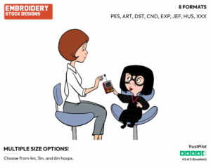 Helen Parr, Edna - Disney's The Incredibles - Embroidery Design in 3 sizes & 8 formats