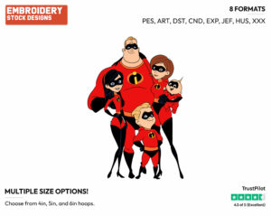 Incredibles 2 Family - Disney's The Incredibles 2 - Embroidery Design in 3 sizes & 8 formats