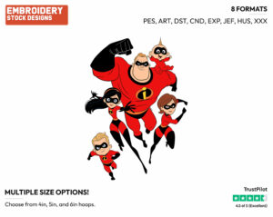 Incredibles 2 Family - Disney's The Incredibles 2 - Embroidery Design in 3 sizes & 8 formats
