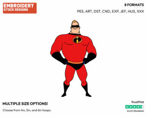 Mr. Incredible - Disney's The Incredibles 2 - Embroidery Design in 3 sizes & 8 formats
