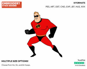 Mr. Incredible - Disney's The Incredibles 2 - Embroidery Design in 3 sizes & 8 formats