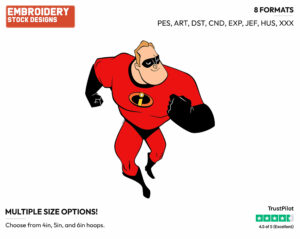 Mr. Incredible - Disney's The Incredibles 2 - Embroidery Design in 3 sizes & 8 formats