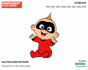 Jack Jack - Disney's The Incredibles 2 - Embroidery Design in 3 sizes & 8 formats
