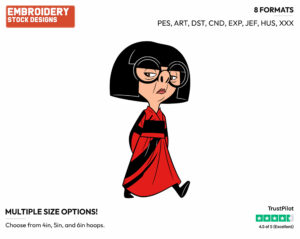 Edna Mode - Disney's The Incredibles 2 - Embroidery Design in 3 sizes & 8 formats