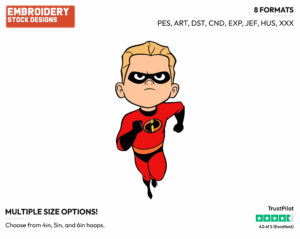 Dash - Disney's The Incredibles 2 - Embroidery Design in 3 sizes & 8 formats