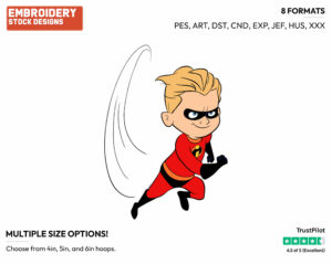 Dash - Disney's The Incredibles 2 - Embroidery Design in 3 sizes & 8 formats