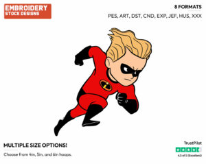 Dash - Disney's The Incredibles 2 - Embroidery Design in 3 sizes & 8 formats