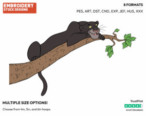 Bagheera In A Tree - Disney's The Jungle Book - Embroidery Design in 3 sizes & 8 formats