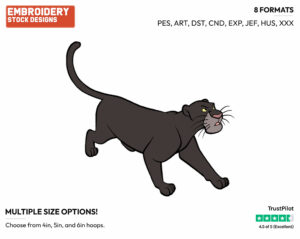 Bagheera - Disney's The Jungle Book - Embroidery Design in 3 sizes & 8 formats