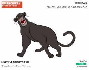 Bagheera - Disney's The Jungle Book - Embroidery Design in 3 sizes & 8 formats