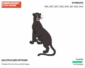 Bagheera - Disney's The Jungle Book - Embroidery Design in 3 sizes & 8 formats