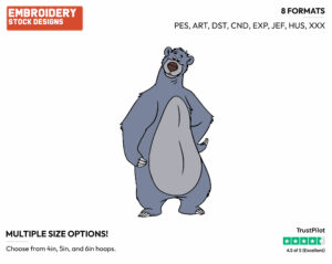 Baloo - Disney's The Jungle Book - Embroidery Design in 3 sizes & 8 formats