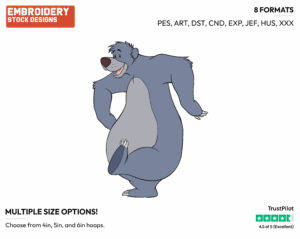 Baloo Dancing - Disney's The Jungle Book - Embroidery Design in 3 sizes & 8 formats