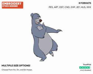 Baloo - Disney's The Jungle Book - Embroidery Design in 3 sizes & 8 formats