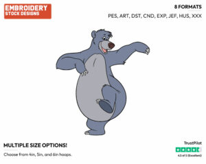 Baloo Dancing - Disney's The Jungle Book - Embroidery Design in 3 sizes & 8 formats