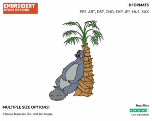 Baloo Scratching His Back - Disney's The Jungle Book - Embroidery Design in 3 sizes & 8 formats