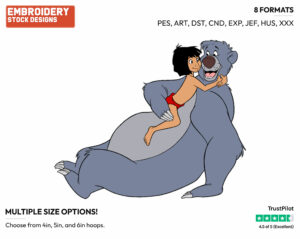 Baloo, Mowgli - Disney's The Jungle Book - Embroidery Design in 3 sizes & 8 formats