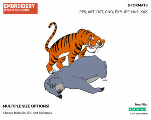 Baloo, Shere Khan - Disney's The Jungle Book - Embroidery Design in 3 sizes & 8 formats