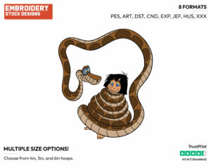 Kaa Hypnotizing Mowgli - Disney's The Jungle Book - Embroidery Design in 3 sizes & 8 formats